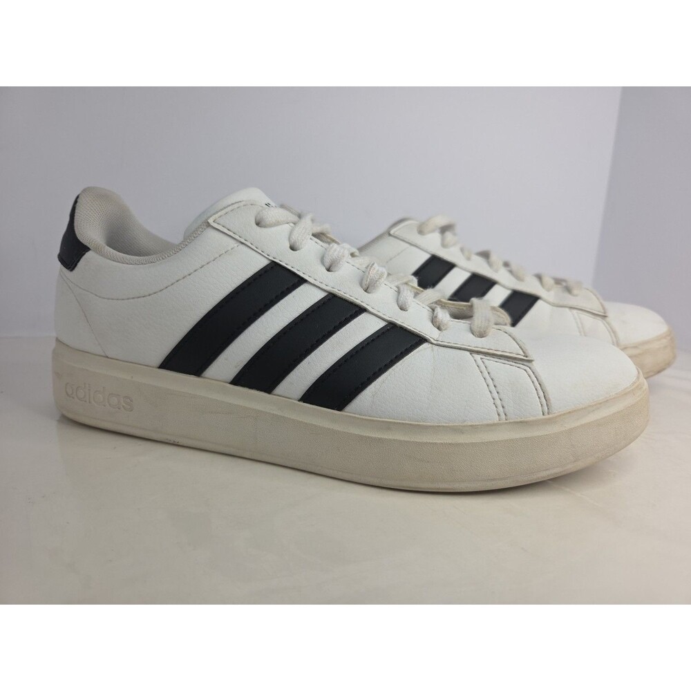 Adidas Grand Cort 2.0 Womens Sneakers White Black  Leather 131002827 Sz 8 EUC
